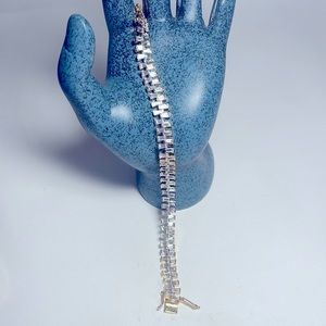 10 ct White Topaz Baguette Tennis Bracelet 14k over Sterling Silver